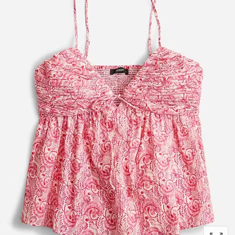 J.Crew Gathered Lurex® gauze camisole in pink dandelions
